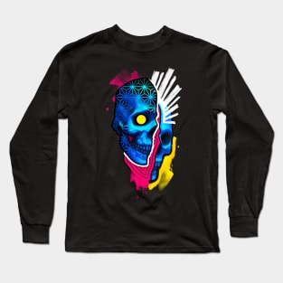 Abstract split skull Long Sleeve T-Shirt